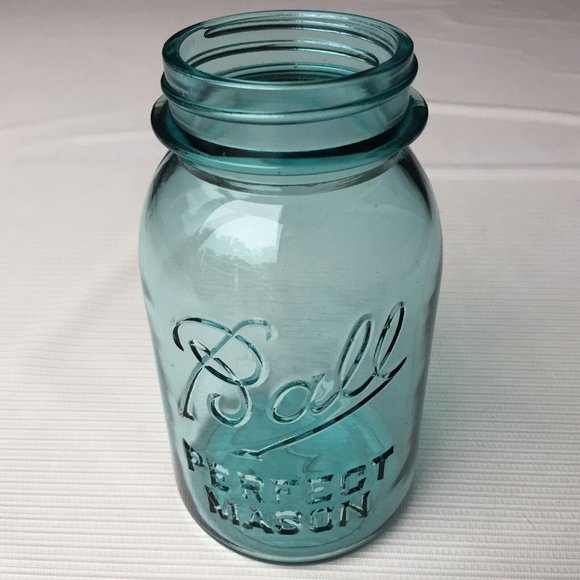 BALL Other - Ball Perfect Mason Jar Quart Blue Aqua Glass #7 Canning Vintage Retro NO LID